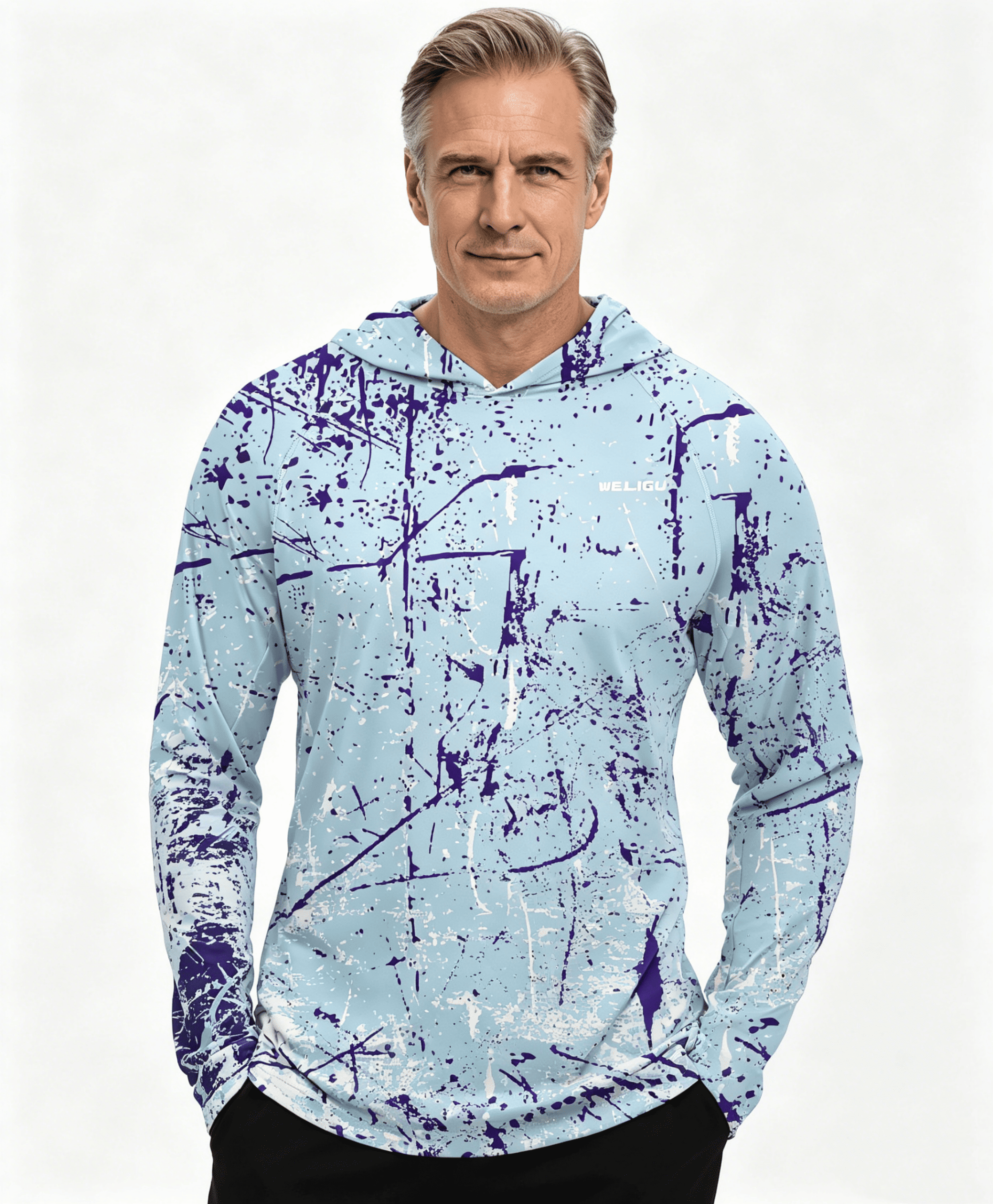 Sky Blue Sun Protection Fishing Hoodie