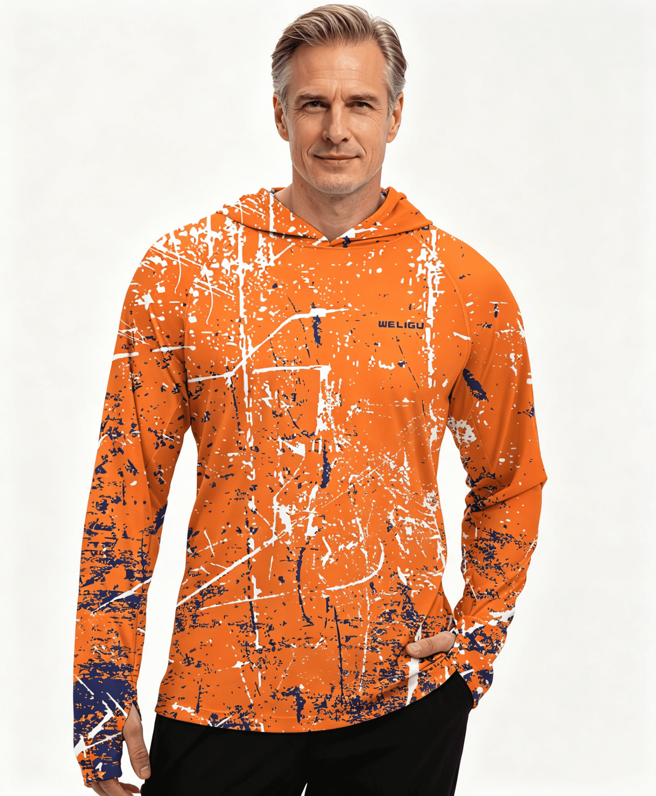 Orange Sun Protection Fishing Hoodie