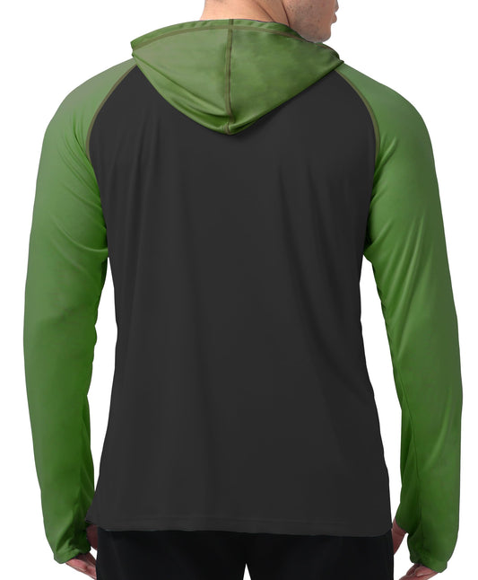 Green & Black Color Block UPF 50+ Sunscreen Hoodie