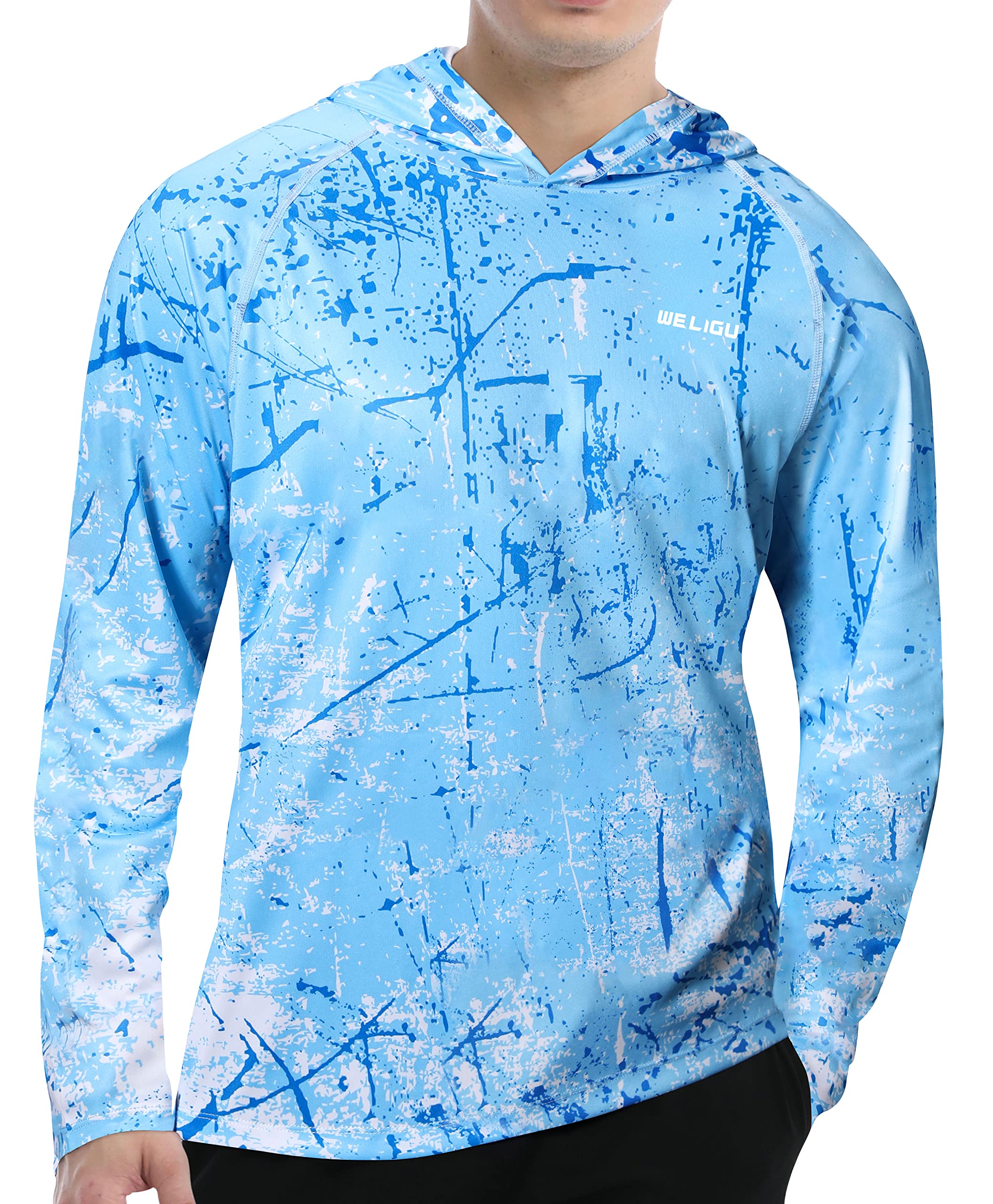 Ocean Blue Splash-Ink UPF 50+ Sunscreen Hoodie