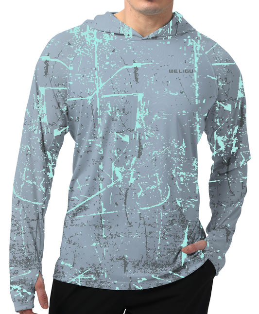 Light Grey Splash-Ink UPF 50+ Sunscreen Hoodie