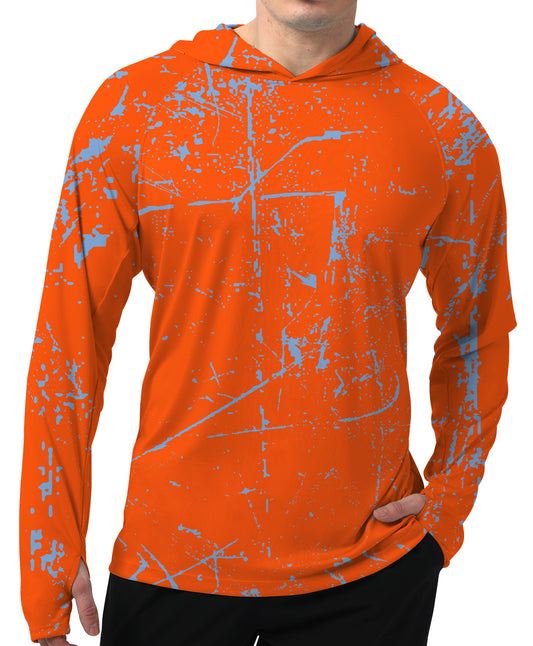 Bright Orange Splash-Ink UPF 50+ Sunscreen Hoodie