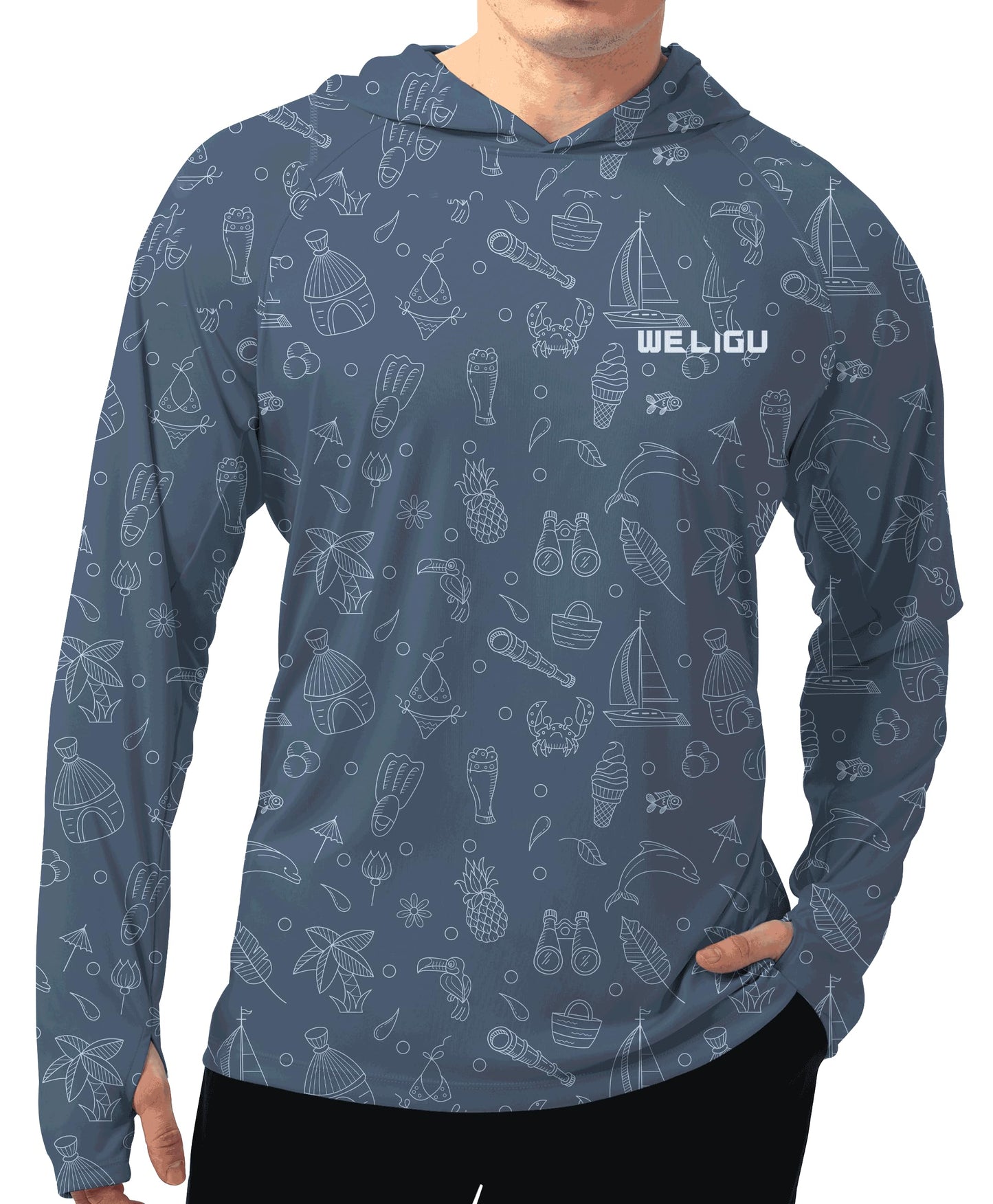 Premium Grey Design UPF 50+ Sunscreen Hoodie
