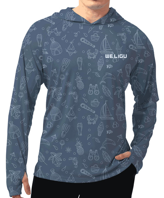 Premium Grey Design UPF 50+ Sunscreen Hoodie