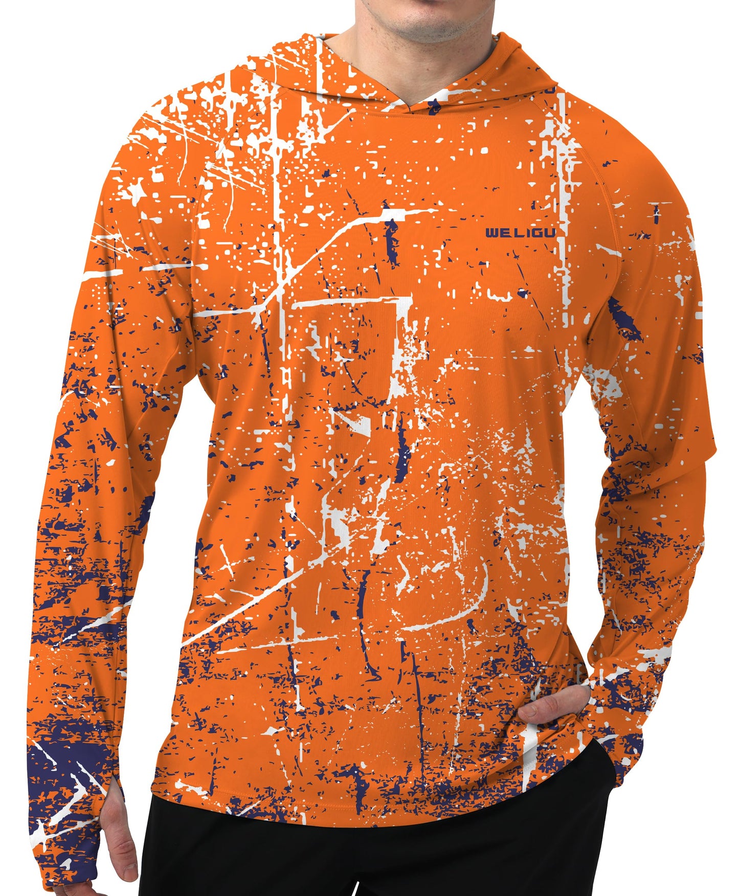 Orange Splash-Ink UPF 50+ Sunscreen Hoodie