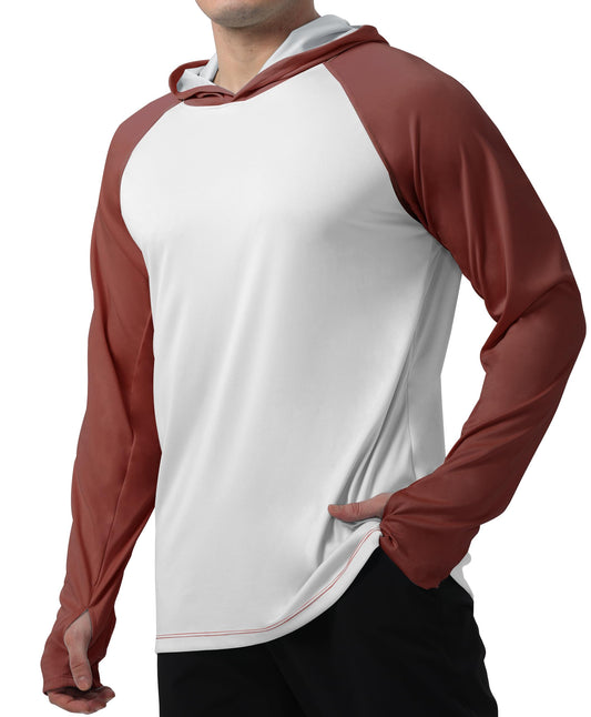 Red & White Color Block UPF 50+ Sunscreen Hoodie