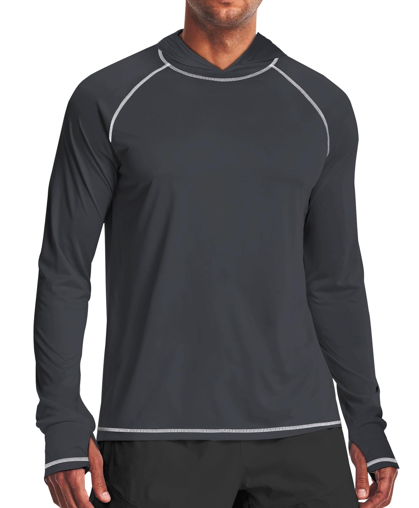 Line Grey Solid Color UPF 50+ Sunscreen Hoodie