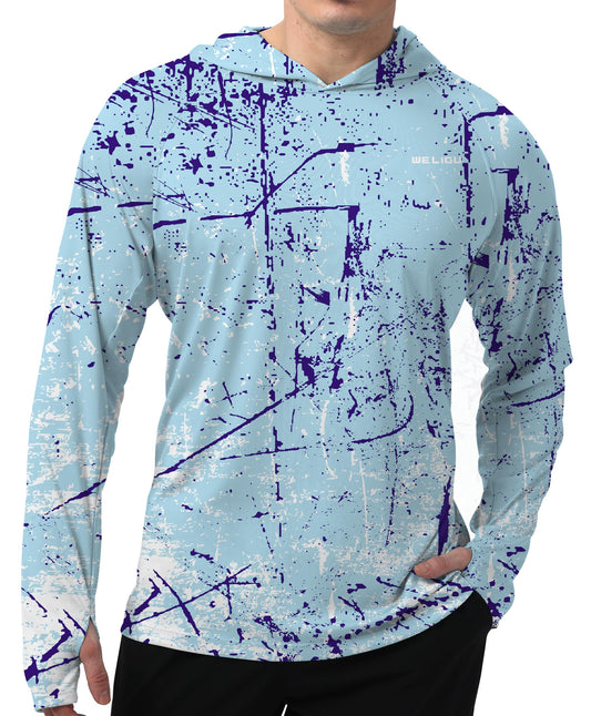 Sky Blue Splash-Ink UPF 50+ Sunscreen Hoodie