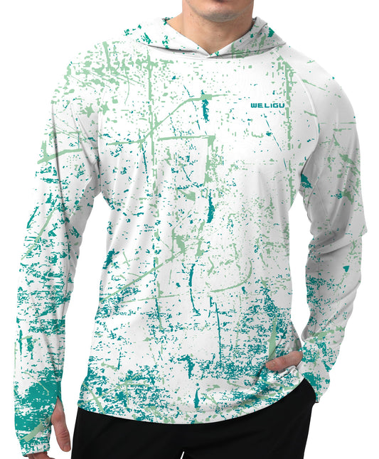 Mint Green Splash-Ink UPF 50+ Sunscreen Hoodie