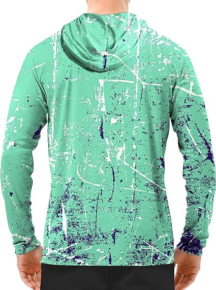 Pea Green Splash-Ink UPF 50+ Sunscreen Hoodie