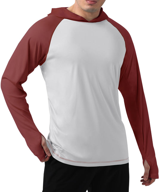 Red & White Color Block UPF 50+ Sunscreen Hoodie