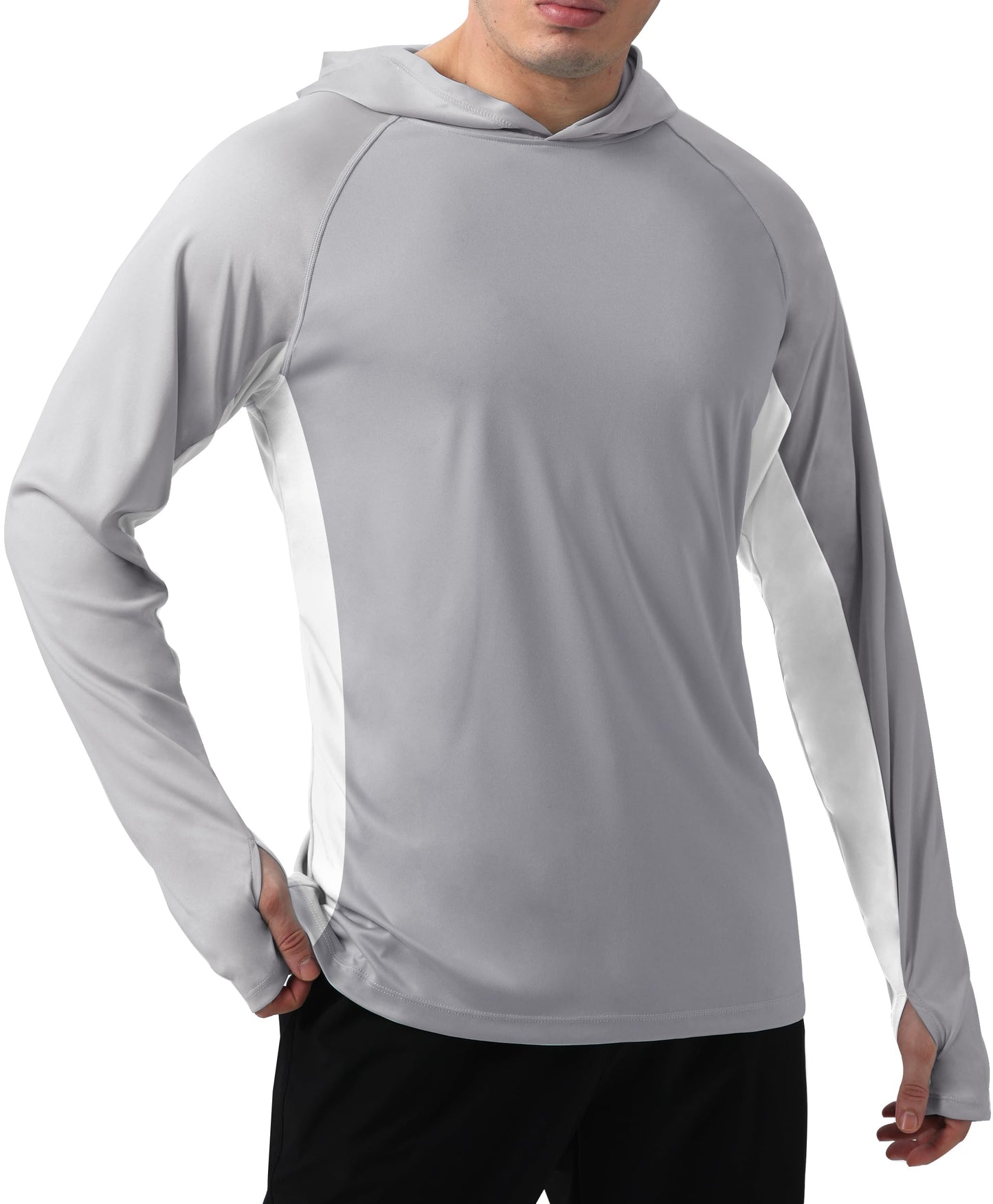 Grey & White Color Block UPF 50+ Sunscreen Hoodie
