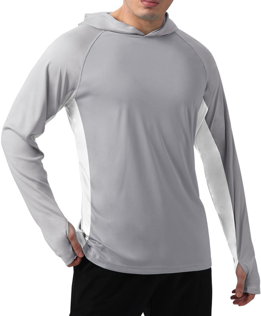 Grey & White Color Block UPF 50+ Sunscreen Hoodie