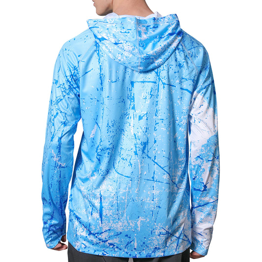Ocean Blue Splash-Ink UPF 50+ Sunscreen Hoodie