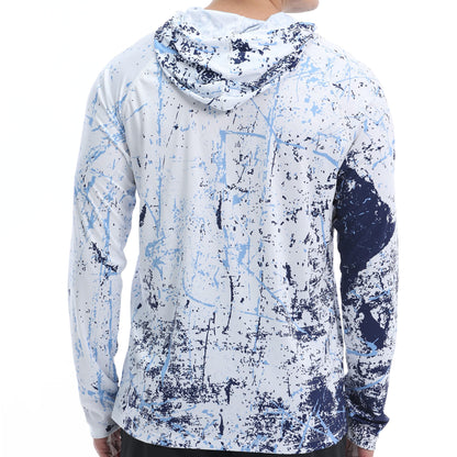 White Splash-Ink UPF 50+ Sunscreen Hoodie