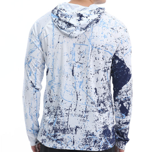 White Splash-Ink UPF 50+ Sunscreen Hoodie