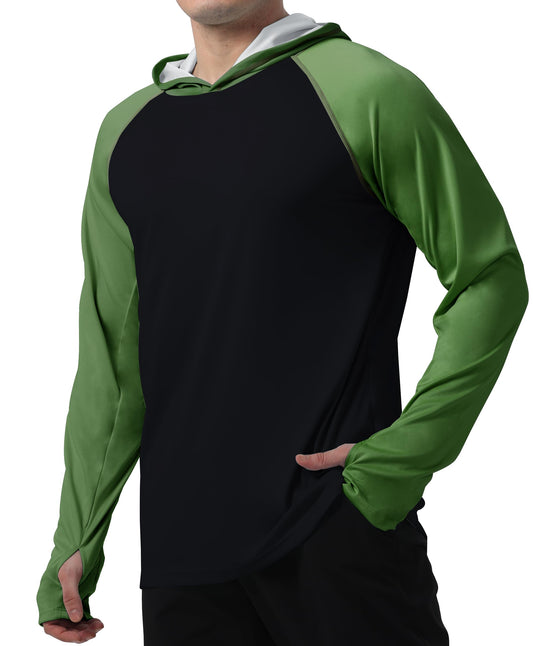 Green & Black Color Block UPF 50+ Sunscreen Hoodie