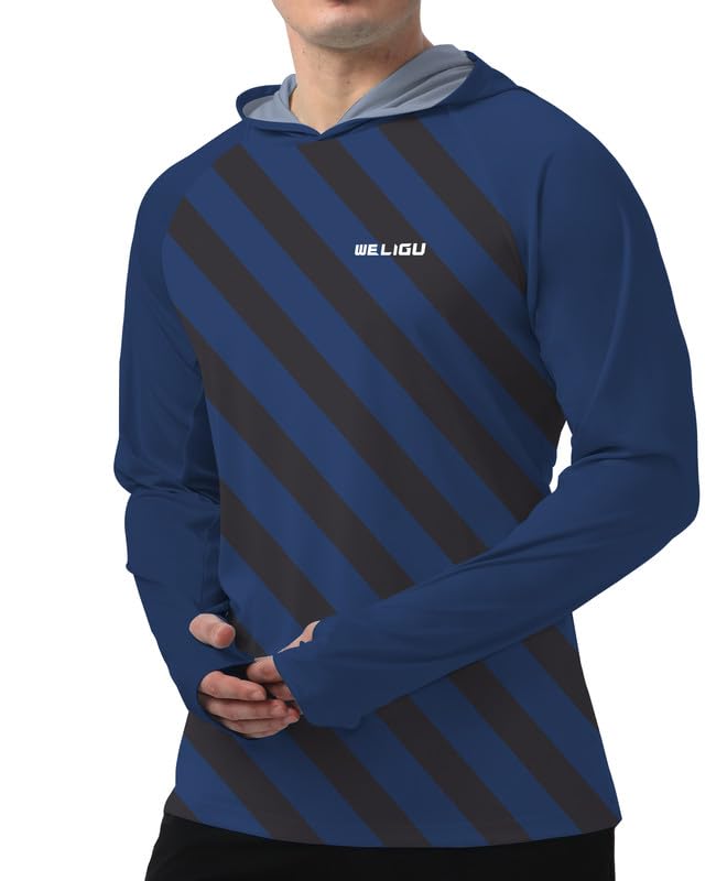Blue & Black Color Block UPF 50+ Sunscreen Hoodie