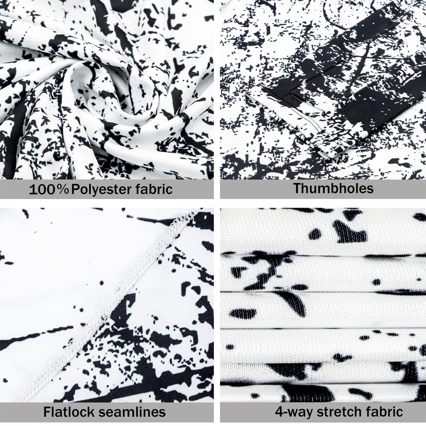 Black and White Splash-Ink UPF 50+ Sunscreen Hoodie