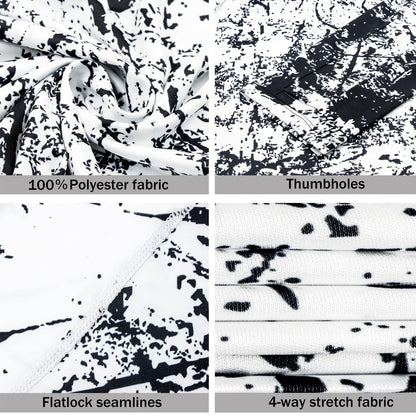 Black and White Splash-Ink UPF 50+ Sunscreen Hoodie