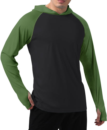Green & Black Color Block UPF 50+ Sunscreen Hoodie