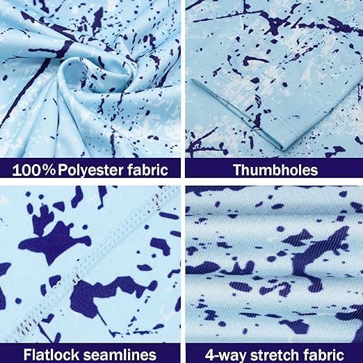 Sky Blue Splash-Ink UPF 50+ Sunscreen Hoodie