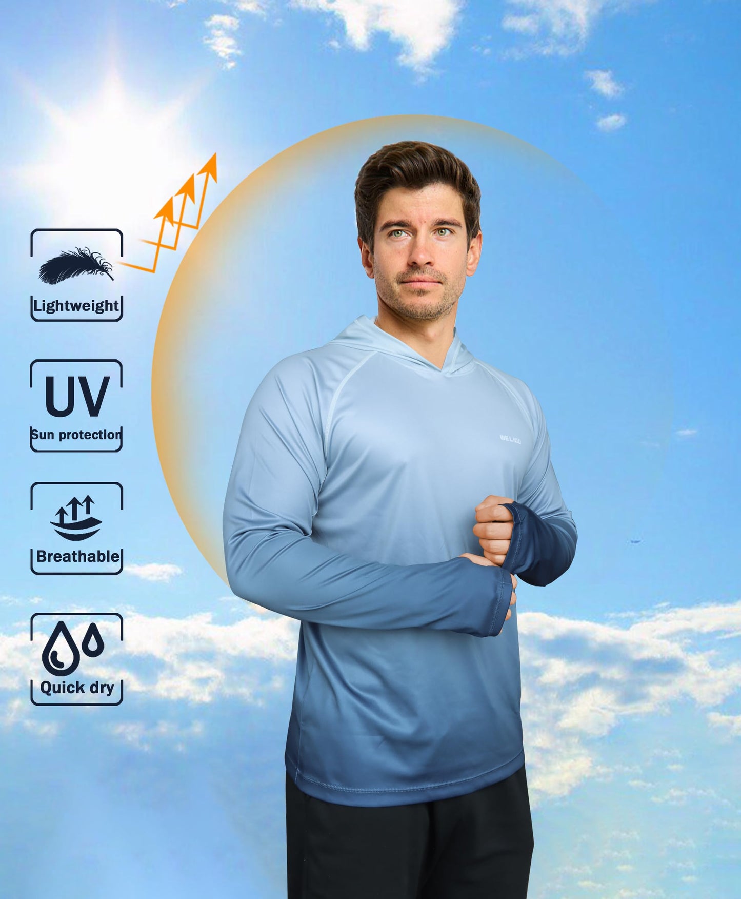 Blue Gradient UPF 50+ Sunscreen Hoodie