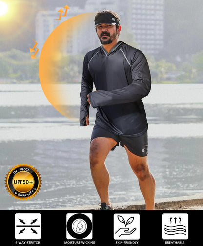 Line Grey Solid Color UPF 50+ Sunscreen Hoodie