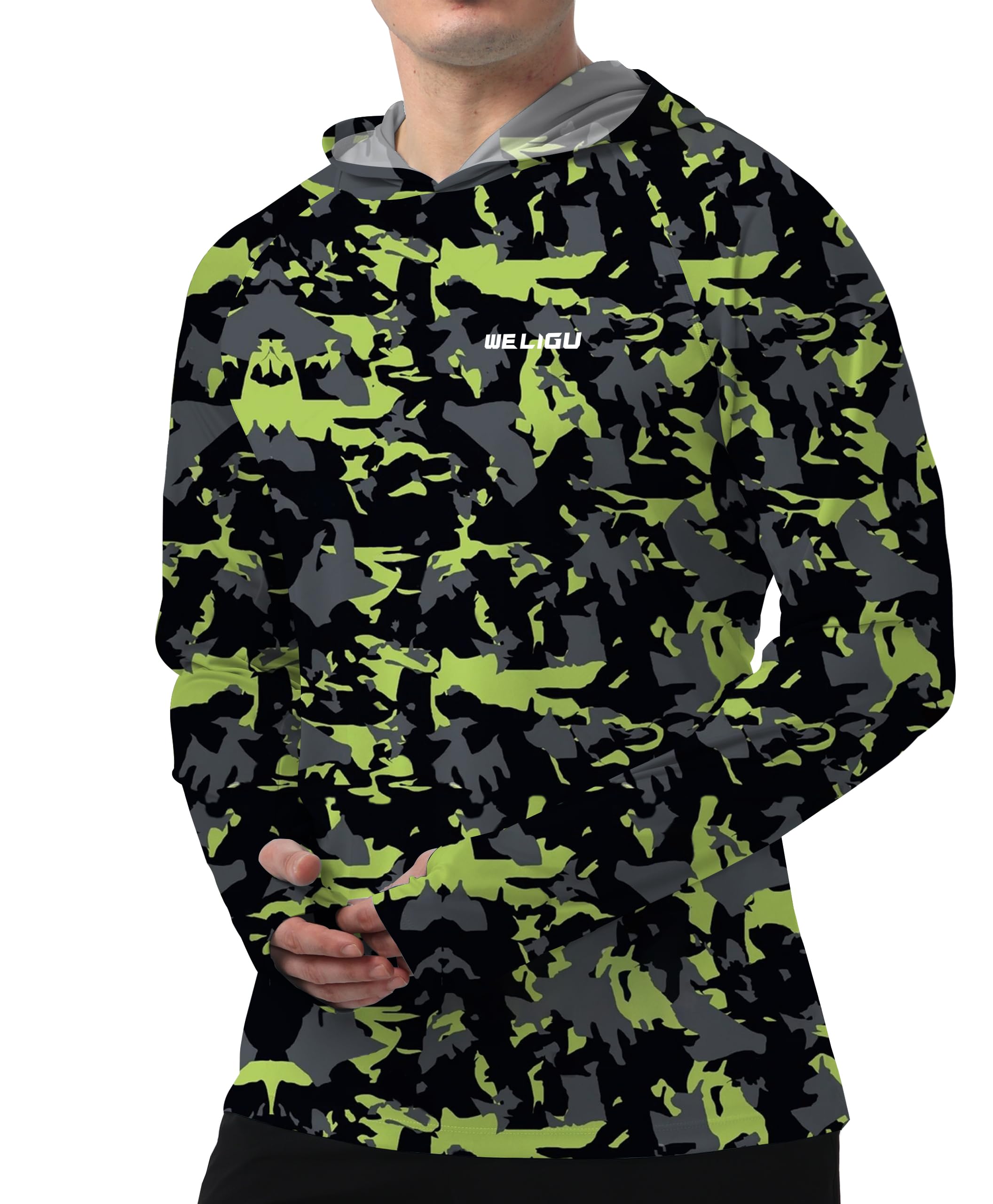 Fluorescent Green Camouflage UPF 50+ Sunscreen Hoodie