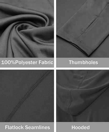 Grey Solid Color UPF 50+ Sunscreen Hoodie