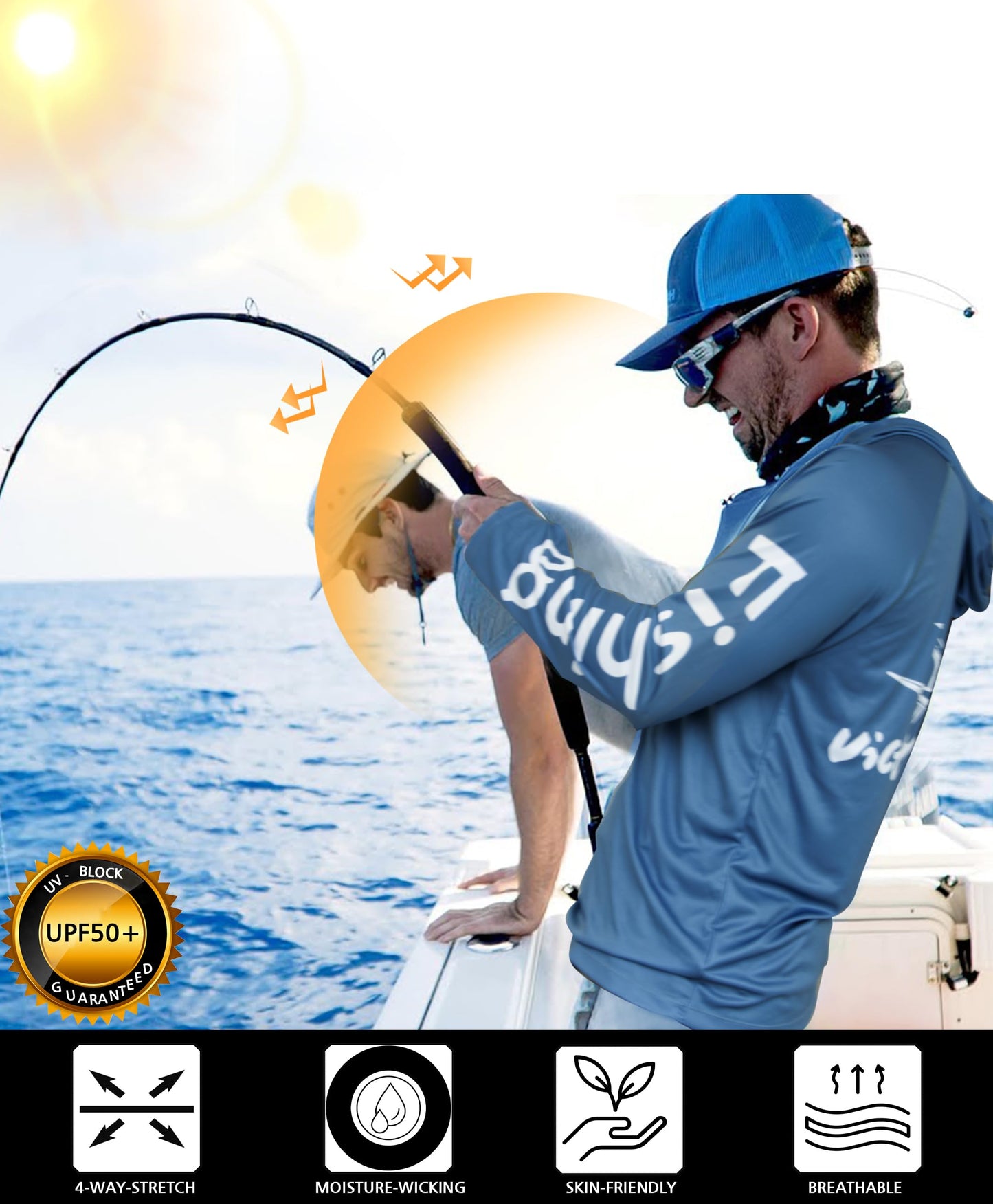Blue-Fish Design UPF 50+ Sunscreen Hoodie