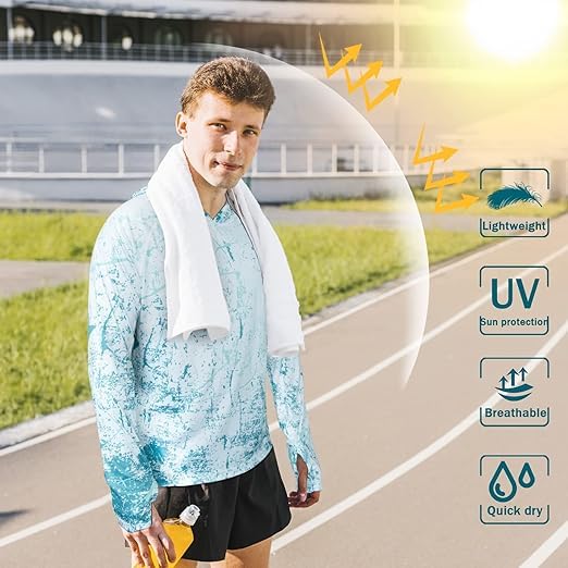 Mint Green Splash-Ink UPF 50+ Sunscreen Hoodie