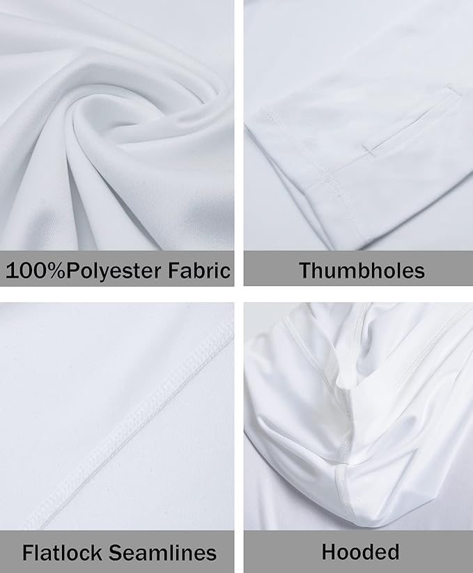 White Solid Color UPF 50+ Sunscreen Hoodie