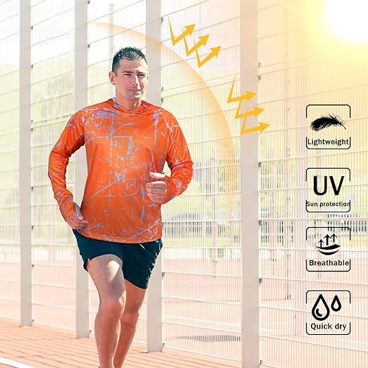 Bright Orange Splash-Ink UPF 50+ Sunscreen Hoodie