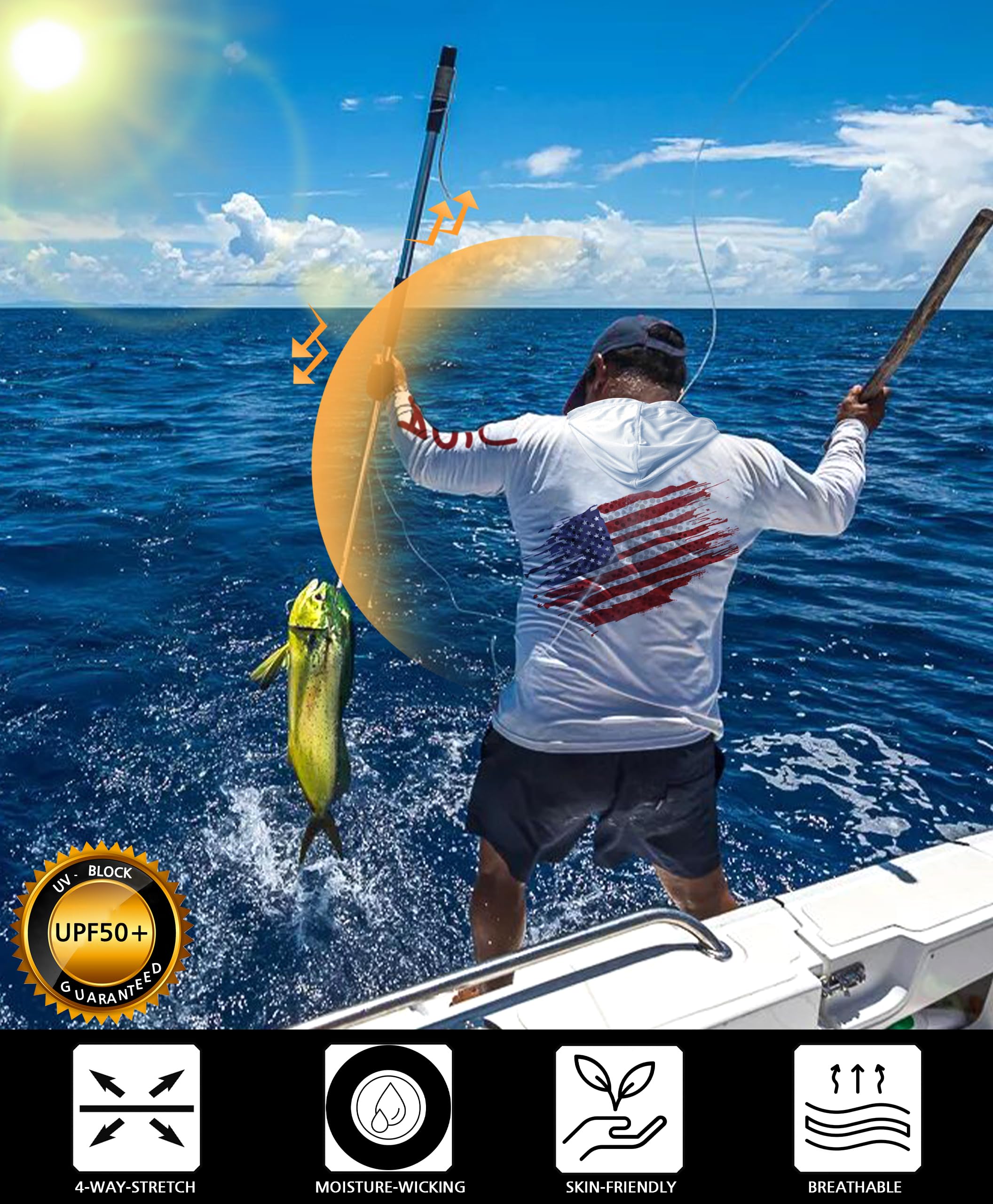 White-Flag Design UPF 50+ Sunscreen Hoodie