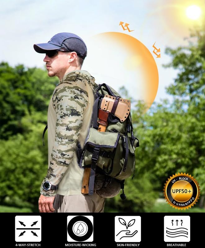 Khaki Raglan Sleeve Camouflage UPF 50+ Sunscreen Hoodie