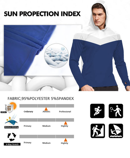 Blue Color Block UPF 50+ Sunscreen Hoodie