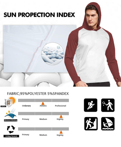 Red & White Color Block UPF 50+ Sunscreen Hoodie