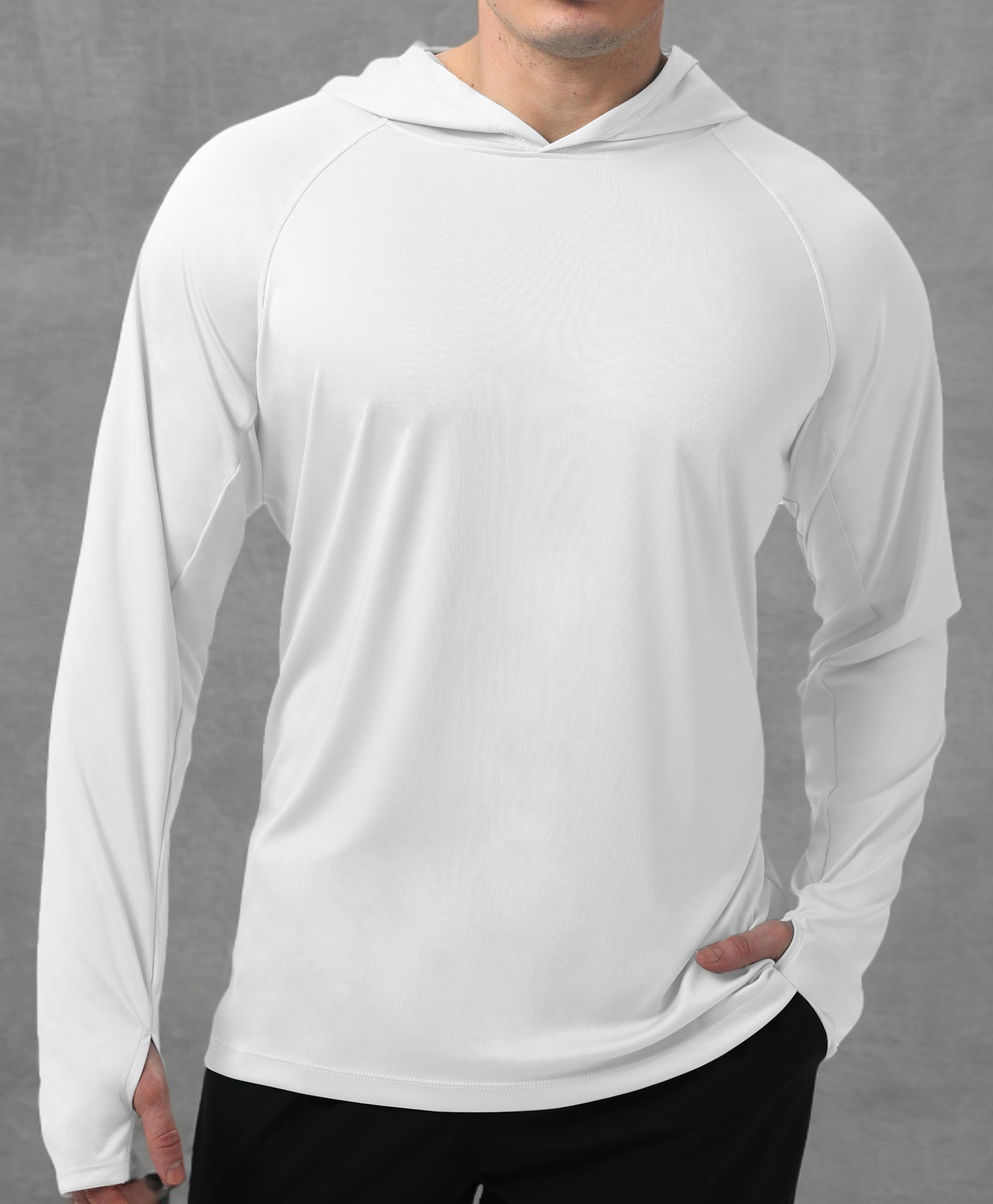 White Solid Color UPF 50+ Sunscreen Hoodie