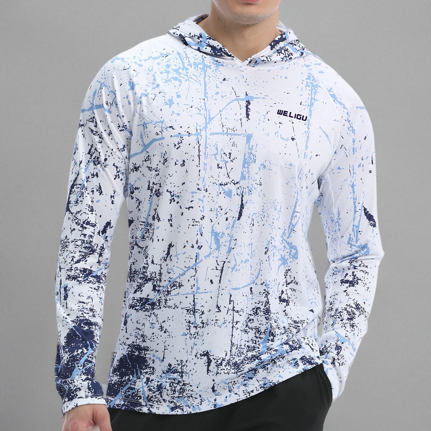 White Splash-Ink UPF 50+ Sunscreen Hoodie