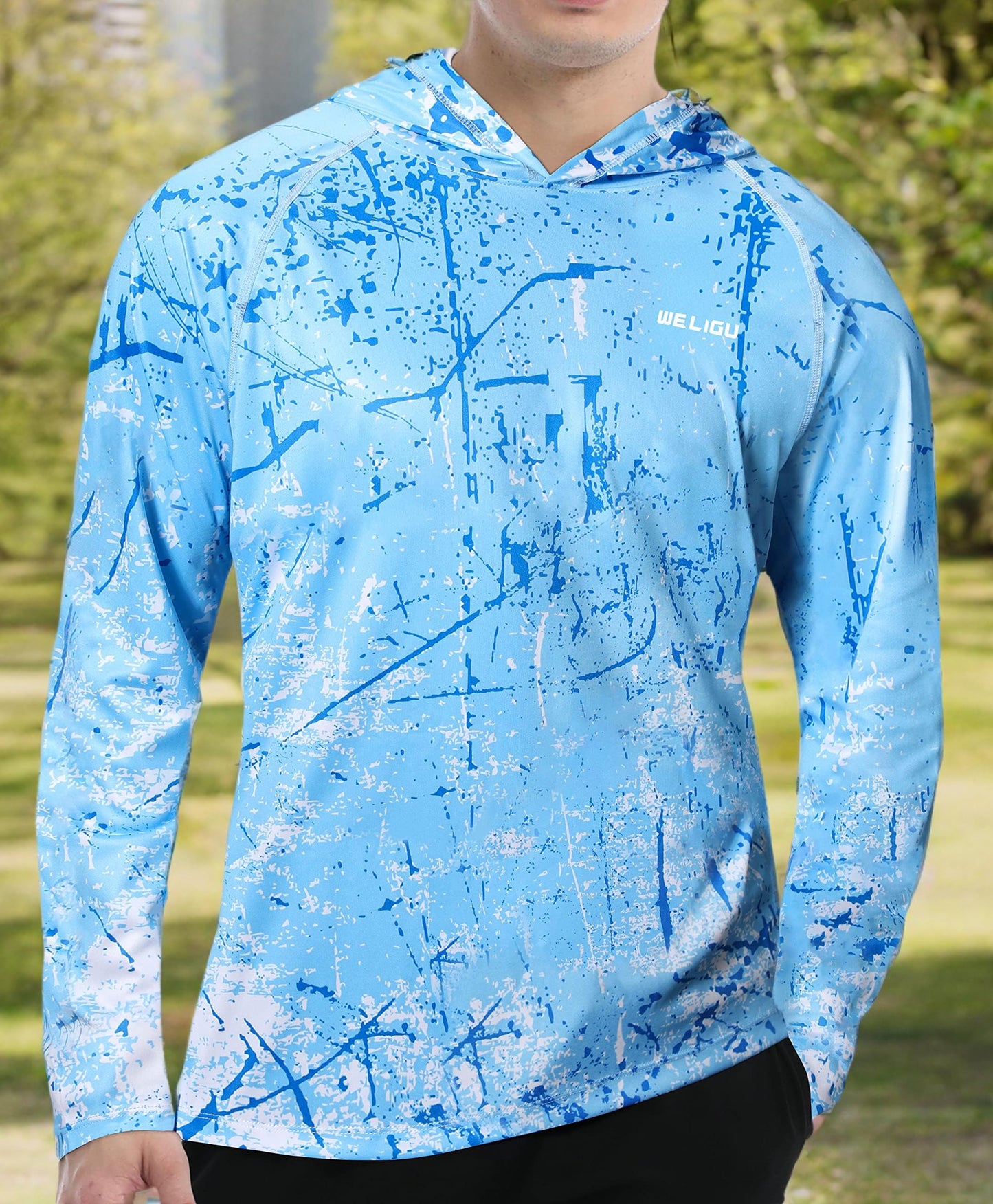 Ocean Blue Splash-Ink UPF 50+ Sunscreen Hoodie